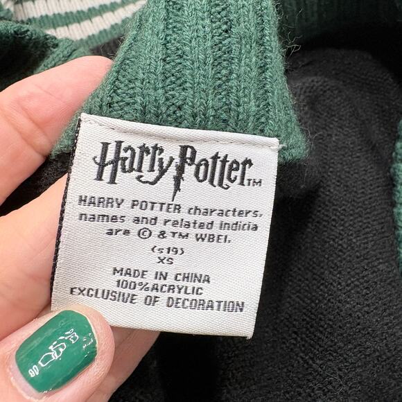 Harry Potter Womens Size XS Slytherin Cardigan Sweater V-Neck Varsity Academia - Picture 6 of 15